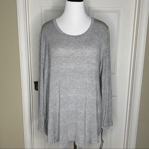 Ava & Viv Grey & Silver Metallic Striped Tunic